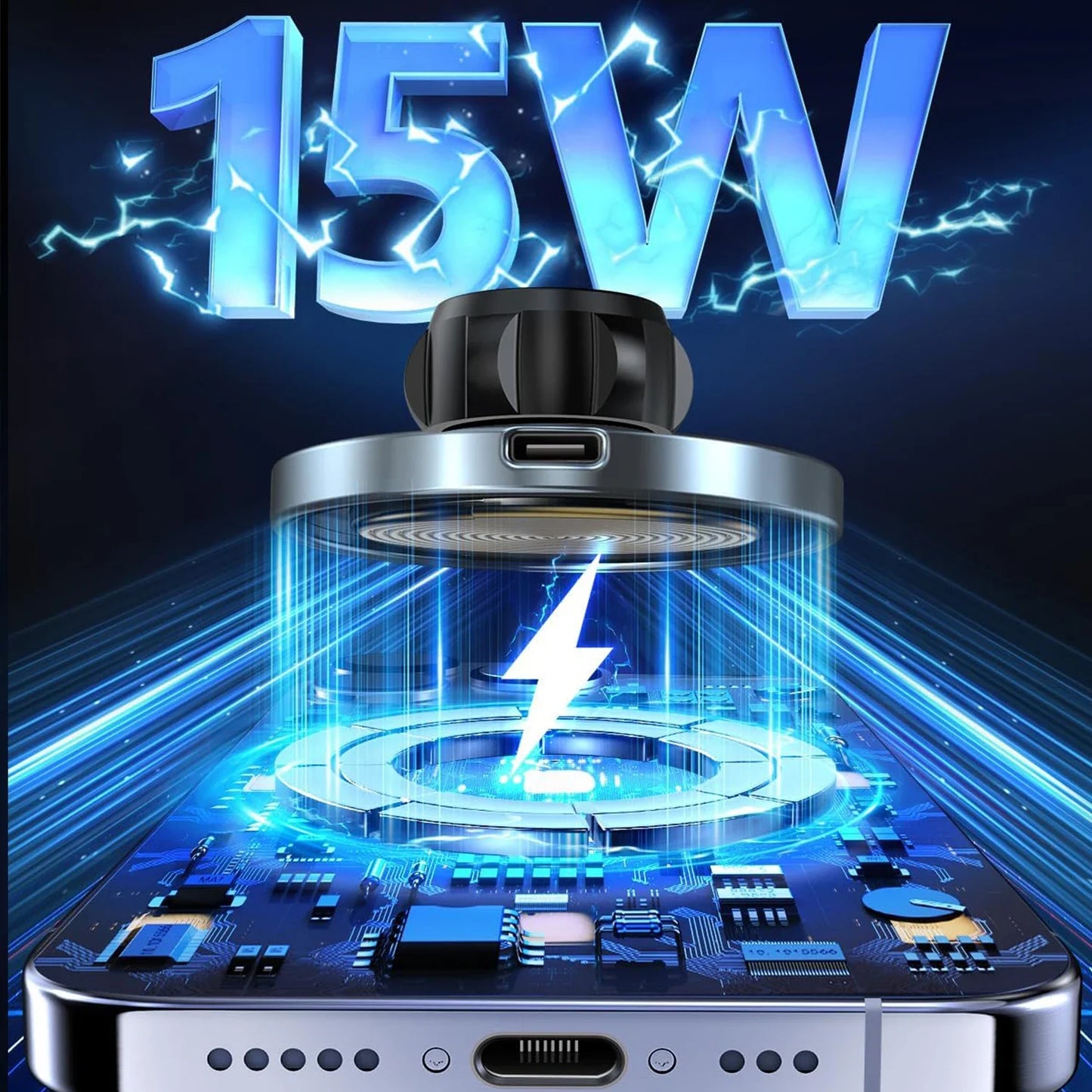 UYUXIO Magnetic Wireless Car Phone Charger Adapter 15W Air Vent Magnetic Car Phone Holder for iPhone & Android