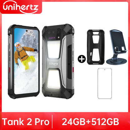 Unihertz Tank 2 PRO Rugged Phones with Projector 2.4K 23800 mAh 24GB+512GB Android 14 100MP NFC 120W G99 Octa Core Dual SIM