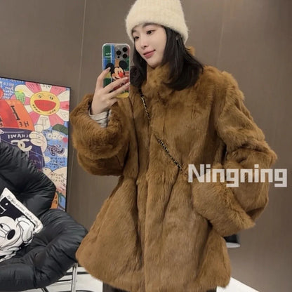 Fancy Rani Natural Fur Coat Women Winter Jacket Real Leather And Fur Bolero