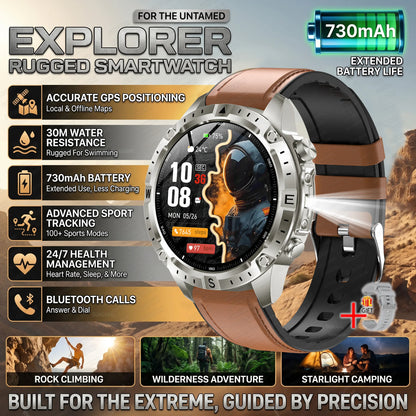 GUHUAVMI GPS Outdoor Smart Watch 1.43 AMOLED Fitness Tracker with Offline Maps Local Music Compass Altimeter Barometer Heart Rate 3ATM BT
