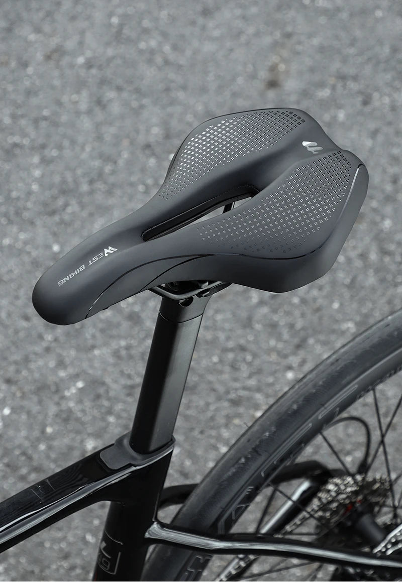 WEST BIKING Bicycle Saddle Comfortable Bike Seat Wear-resistant PU Leather Hollow Road Bicycle Parts Cycling Saddle Bike Cushion