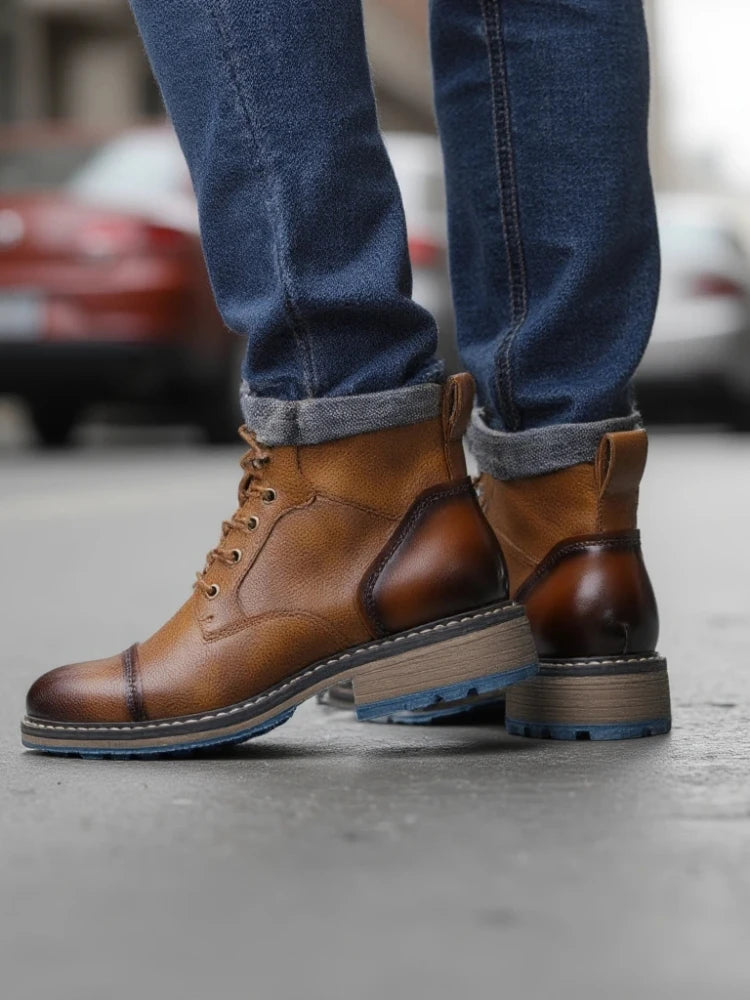 Spring Leather Boots with Zipper Classical Men Boots Fashion Comfortable Ankle Boots