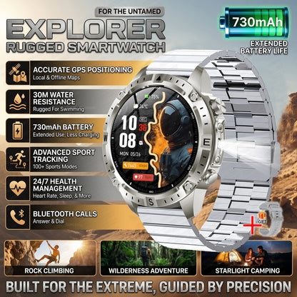 GUHUAVMI GPS Outdoor Smart Watch 1.43 AMOLED Fitness Tracker with Offline Maps Local Music Compass Altimeter Barometer Heart Rate 3ATM BT