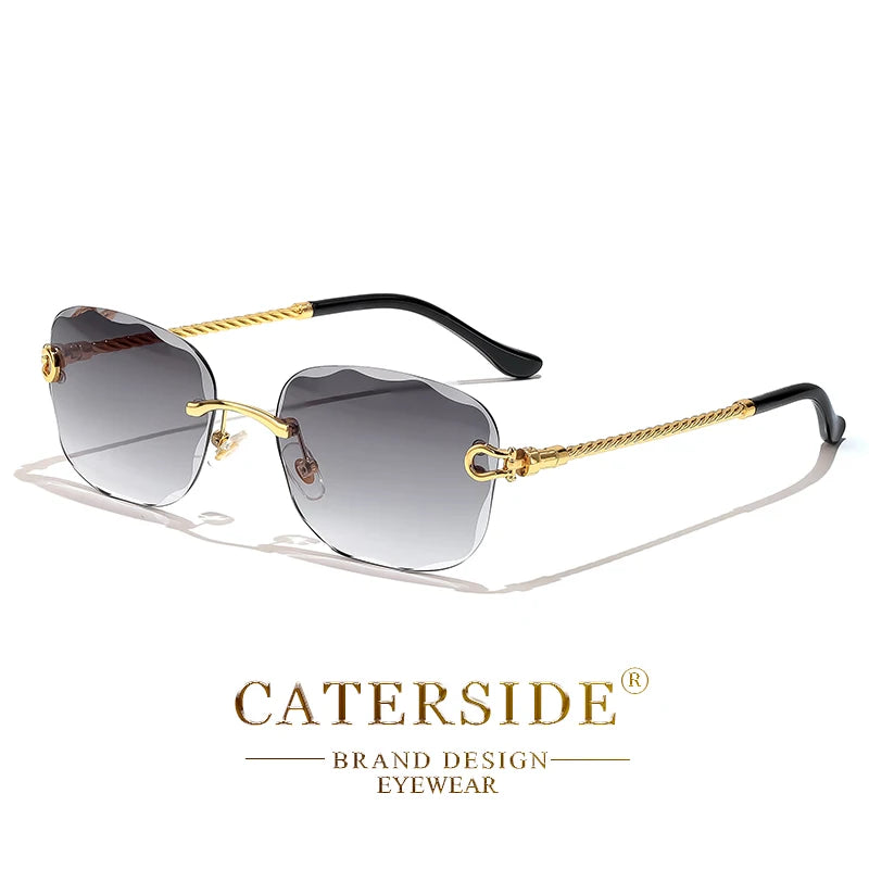 CATERSIDE Retro Fashion Sunglasses Women Men Brand Designer Rimless Gradient Sun Glasses Shades