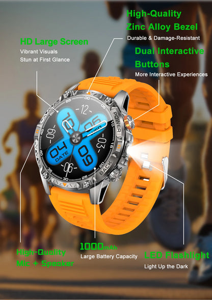 LIGE New Military T-Rex 3 Ultra Smart Watch 1000mAh Battery IP68 Waterproof Compass Flashlight Sports Tracker Smartwatch
