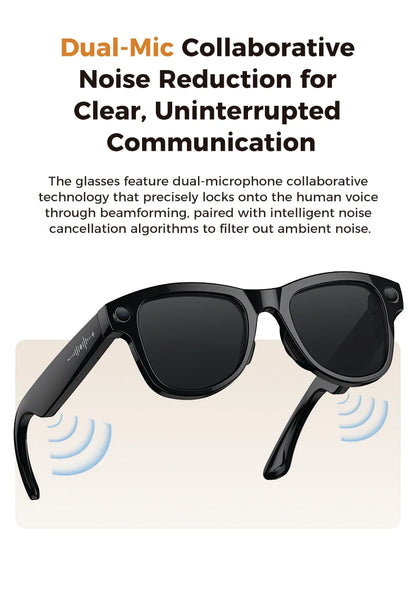 GUHUAVMI AI Smart Glasses 1080P Camera Video Recorder Open Ear Bluetooth Audio Voice Control Wi-Fi Sync Sports