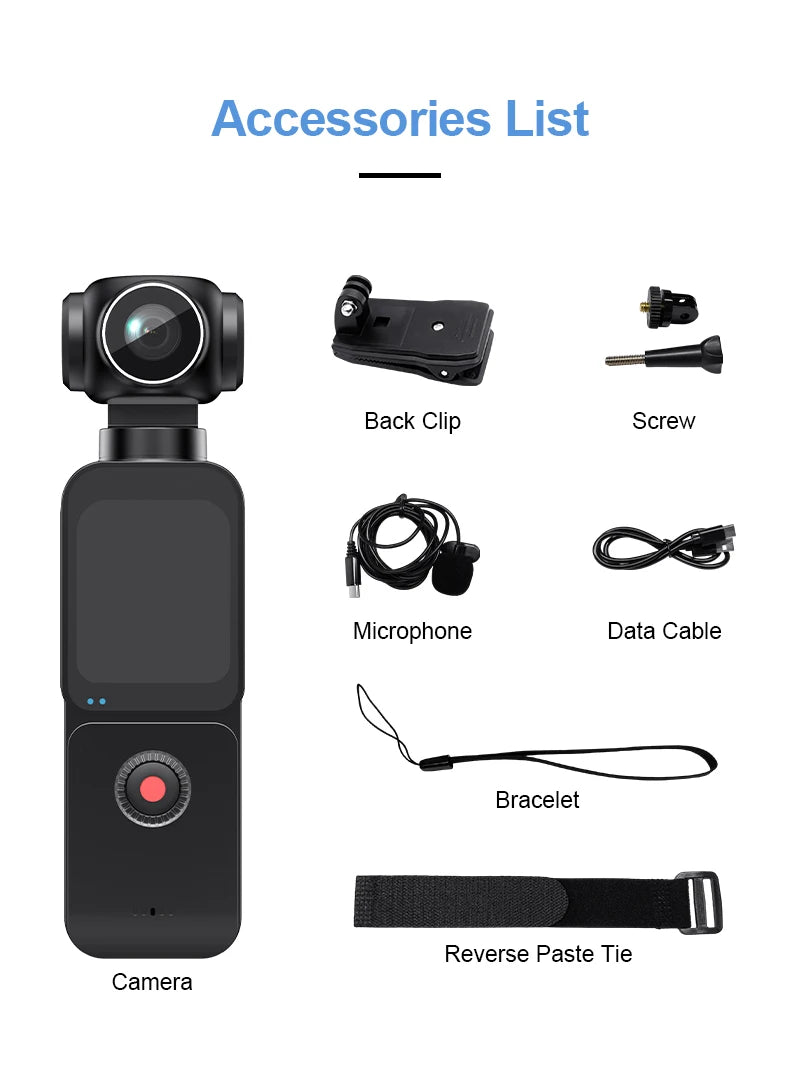 AEVYVKV 5K Ultra HD Pocket Action Camera 270° Rotatable Vlog WIFI Sports Camera ELS Anti-Shake Bicycle Outdoor Sports Camera Recorder