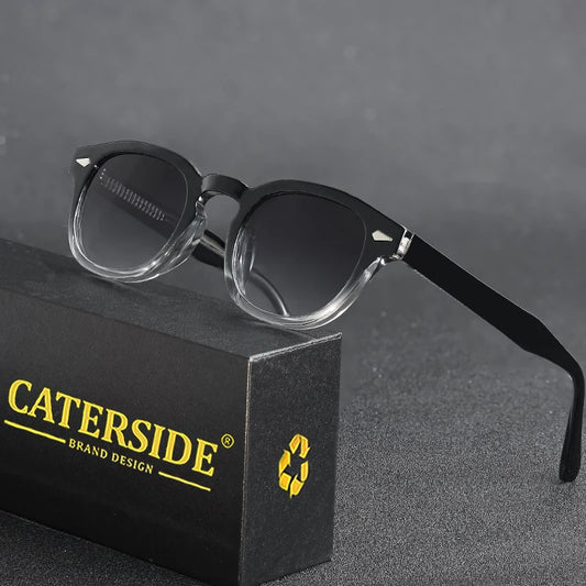 CATERSIDE Retro Round Men Sunglasses Punk Propionic Acid Pin Temple Luxury Sun Glasses Eyewear UV400