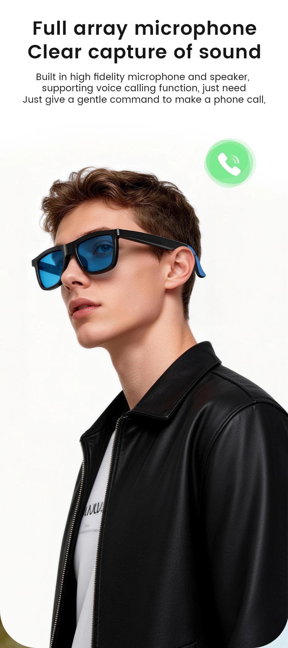 New Touch Color Change Smart Glasses AI Translation Voice Wake-Up Dual Mic Noise Reduction Bluetooth Music IP65 Waterproof