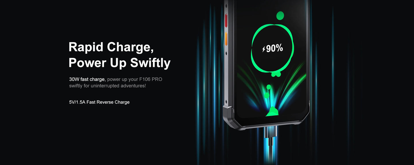 FOSSIBOT F106 PRO MTK G85 4G Android 14 15GB(8+7GB Extended) 256GB ROM Rugged Smartphone 12000mAh Battery 48MP Camera