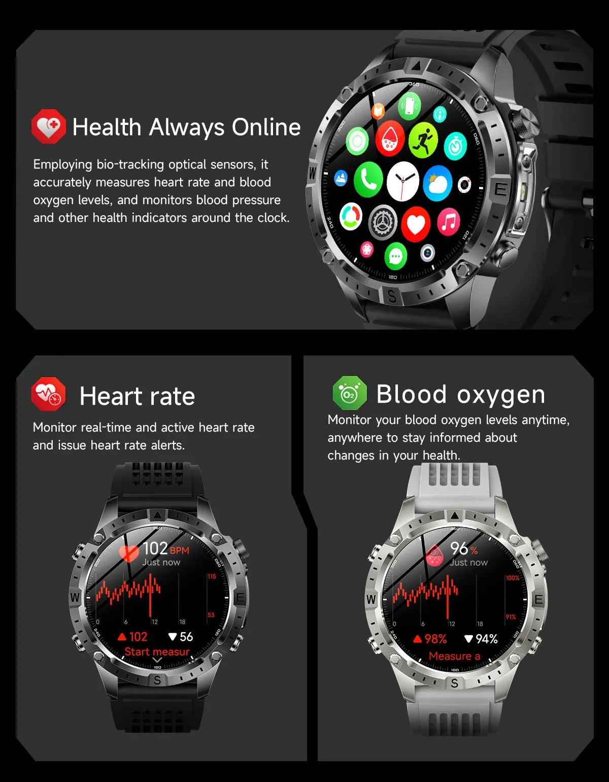 GUHUAVMI GPS Outdoor Smart Watch 1.43 AMOLED Fitness Tracker with Offline Maps Local Music Compass Altimeter Barometer Heart Rate 3ATM BT