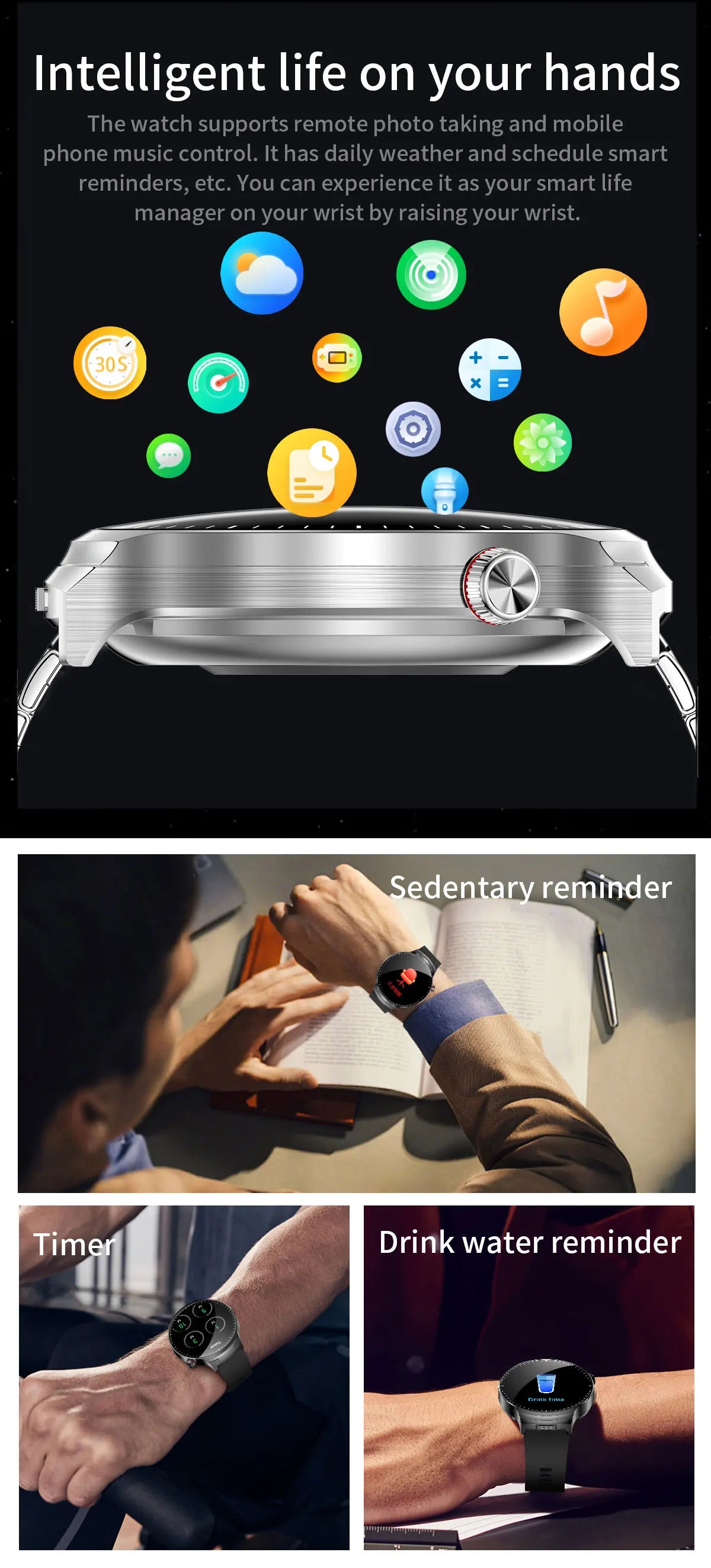 LIGE New TWS 2-In-1 Headset Smart Watch 1.85" Bluetooth Call Men Earphone Smartwatch Heart Rate Health Monitor Music