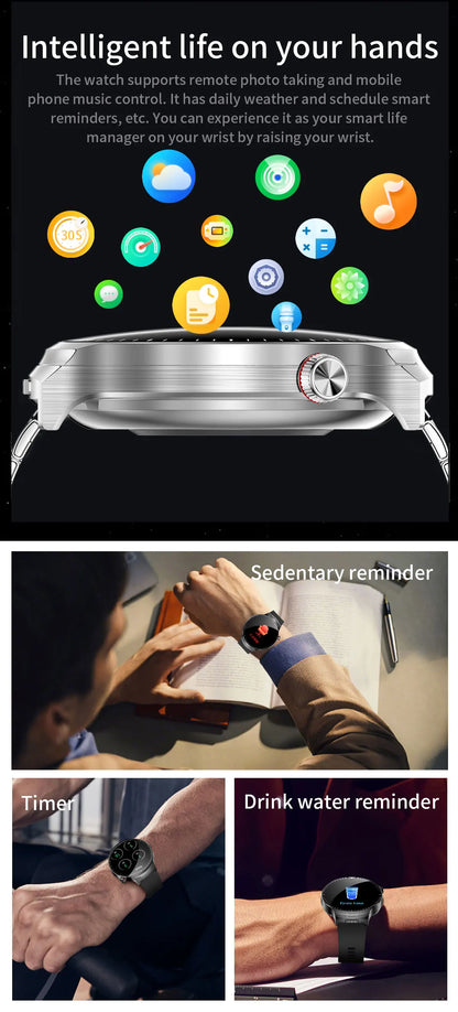 LIGE New TWS 2-In-1 Headset Smart Watch 1.85" Bluetooth Call Men Earphone Smartwatch Heart Rate Health Monitor Music