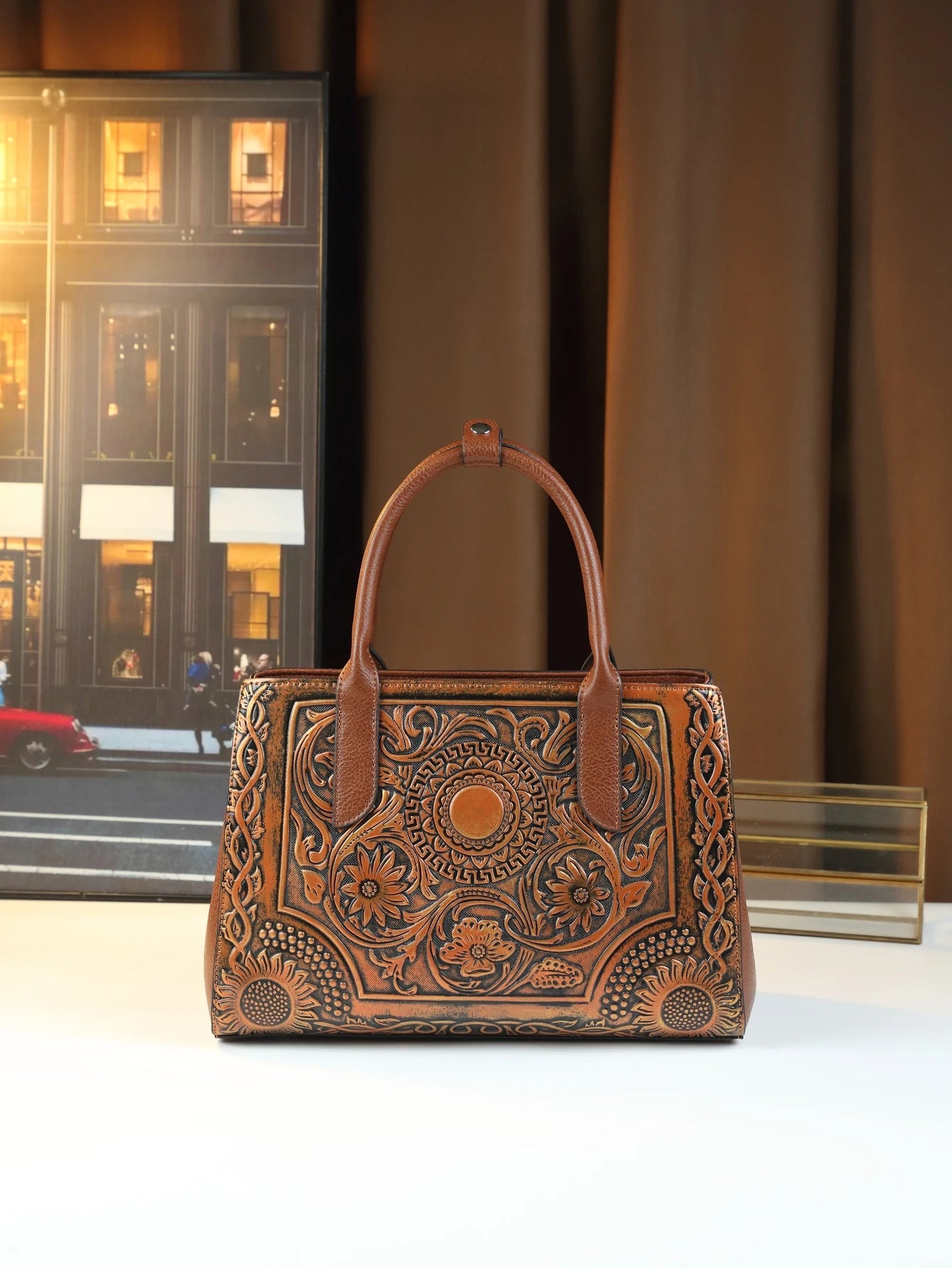 New Retro Fashion Handbag Women's Shoulder Crossbody Bag with Embossed Worn Finish