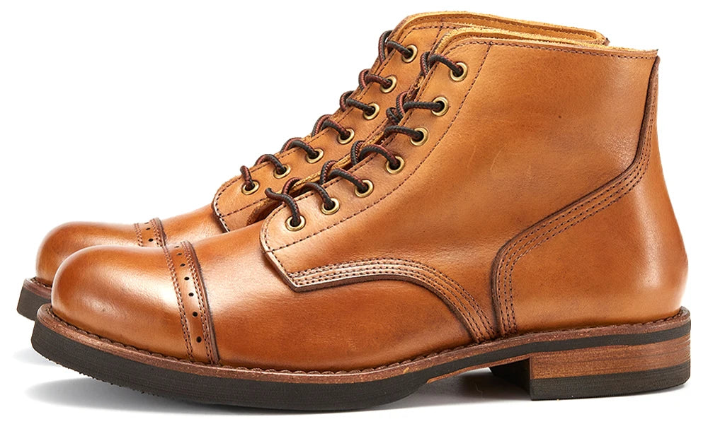Luxury Classy Handmade Precision Stitch Wear-Resistant Casual Men Boots Genuine Leather Shoes