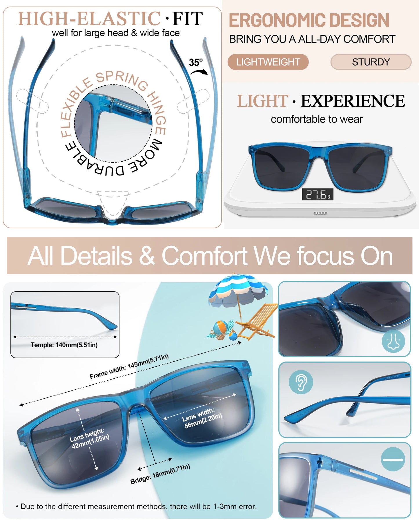 MARE AZZURO Large Square Sunglasses Reading Glasses For Men Optical Eyeglasses Frame Hyperopia Reading Glasses