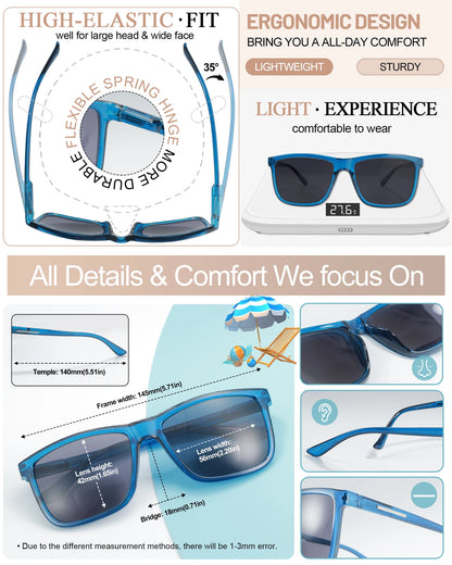 MARE AZZURO Large Square Sunglasses Reading Glasses For Men Optical Eyeglasses Frame Hyperopia Reading Glasses