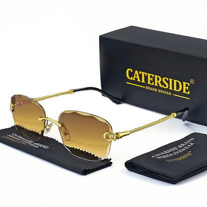 CATERSIDE Retro Fashion Sunglasses Women Men Brand Designer Rimless Gradient Sun Glasses Shades