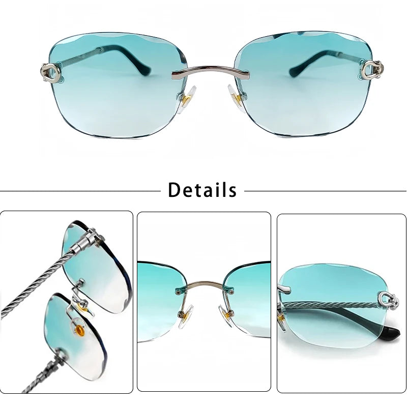 CATERSIDE Retro Fashion Sunglasses Women Men Brand Designer Rimless Gradient Sun Glasses Shades
