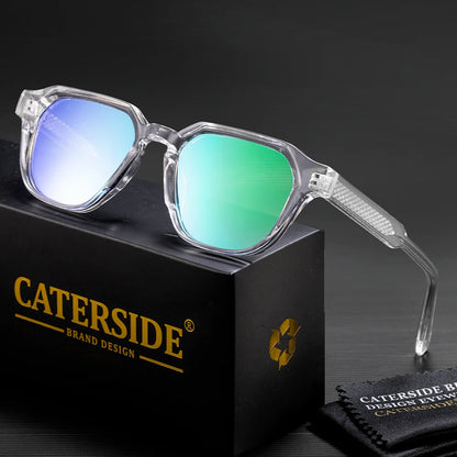 CATERSIDE Men Women Fashion square Frame Sunglasses Daily Wear UV400 Protection Eyewear PC Frame Propionate Pin Legs