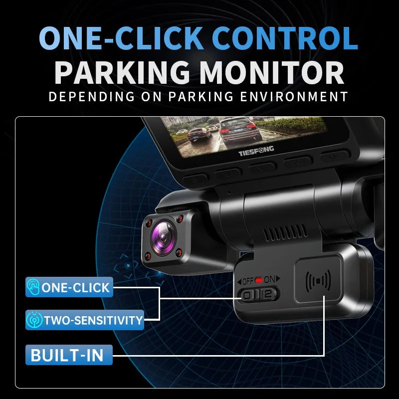 TIESFONG 2K 4-channel dash cam with built-in radar and parking monitor 
