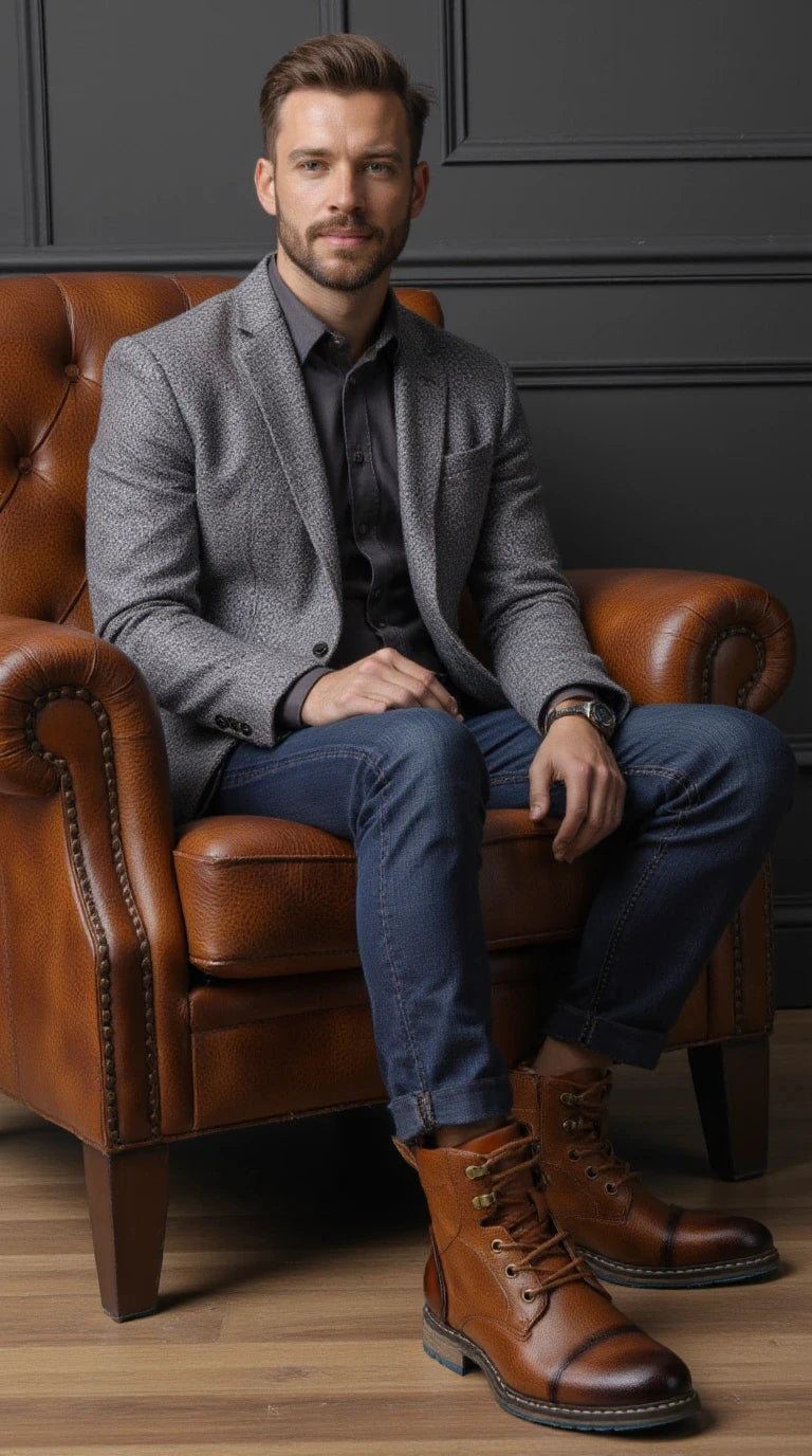 Spring Leather Boots with Zipper Classical Men Boots Fashion Comfortable Ankle Boots