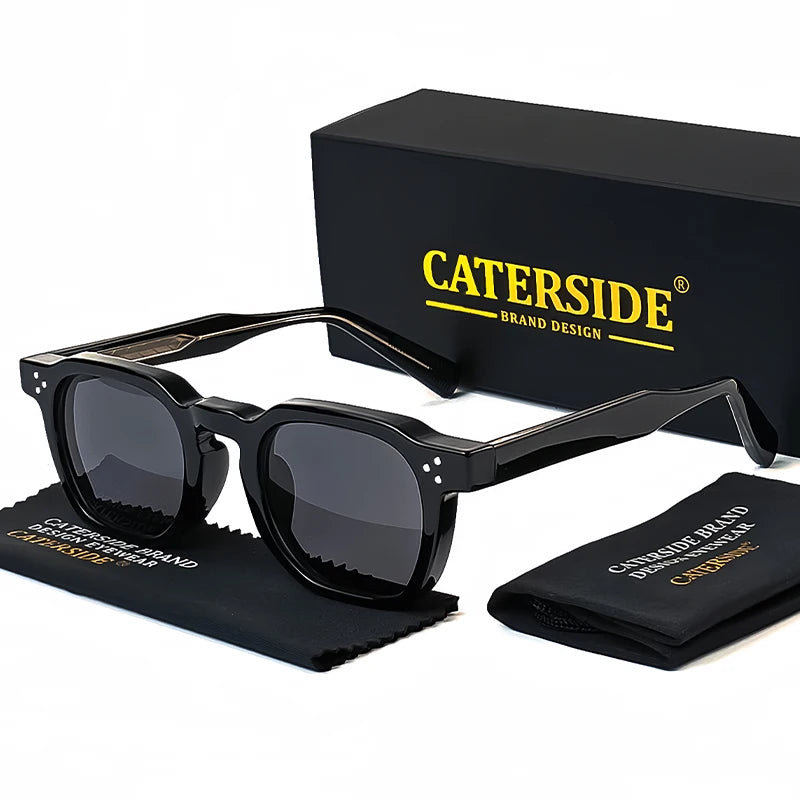 CATERSIDE Retro Punk Men Sunglasses Frame Square Travel Party Business Festival