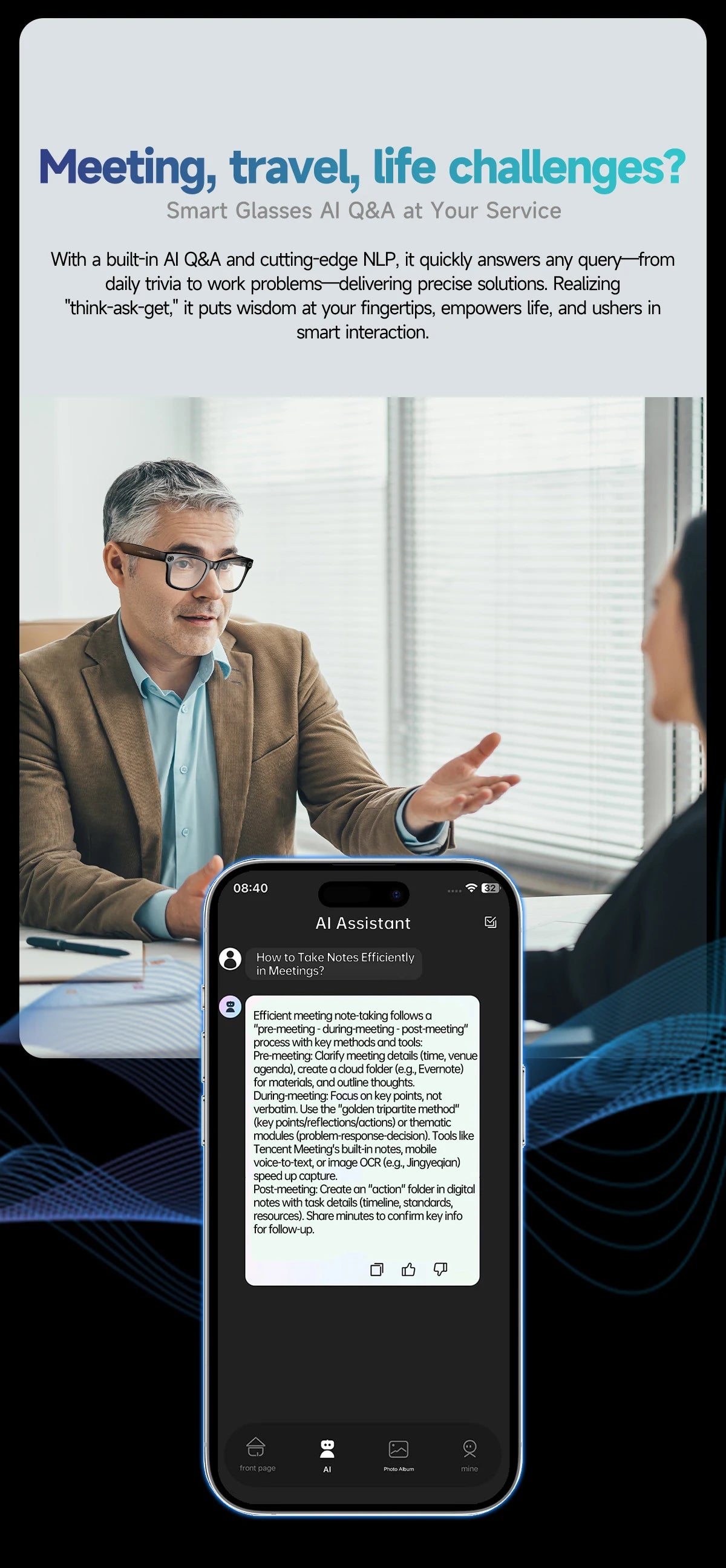 GUHUAVMI AI Smart Glasses 800W Anti Shake HD Camera Video Recording Languages Translation Sunglasses Bluetooth Call Music Play