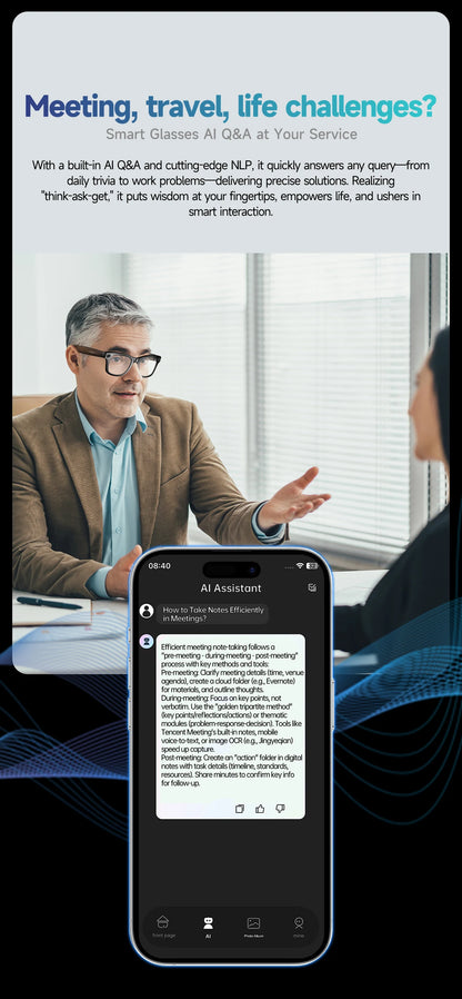 GUHUAVMI AI Smart Glasses 800W Anti Shake HD Camera Video Recording Languages Translation Sunglasses Bluetooth Call Music Play