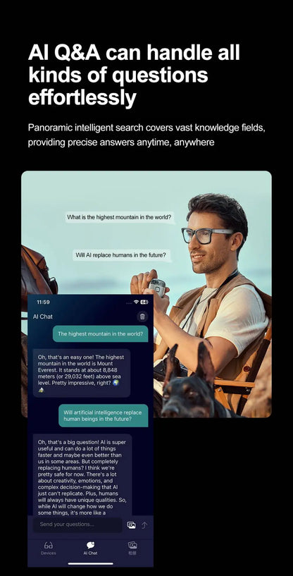 LIGE Smart Glasses Photography Video AI Intelligent Interactive Translation IOS Andirod Glasses