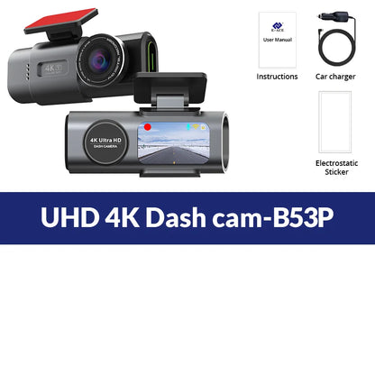 E-ACE Dash Cam 4K GPS WIFI APP 24H Night Vision Mini Optional Rear Lens Dashcam Car DVR For Car
