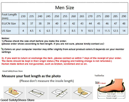 Steel Toe Men Work Safety Boots Sneakers Male Construction Puncture-Proof Security Boots
