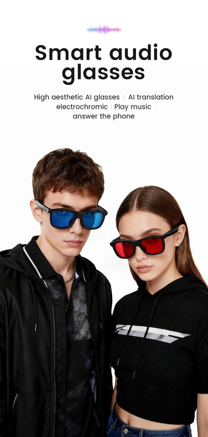 New Touch Color Change Smart Glasses AI Translation Voice Wake-Up Dual Mic Noise Reduction Bluetooth Music IP65 Waterproof