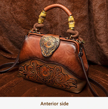 2026 Retro Embossed Women's Crossbody Handbag Large Capacity Versatile Single-Shoulder Bag