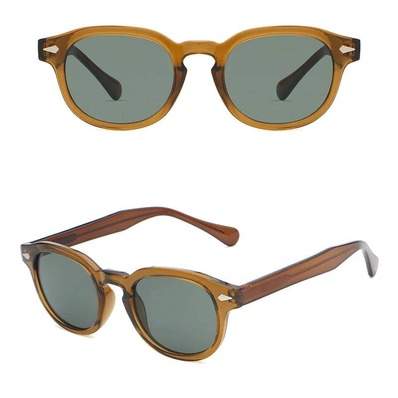 CATERSIDE Retro Round Men Sunglasses Punk Propionic Acid Pin Temple Luxury Sun Glasses Eyewear UV400