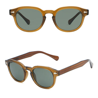 CATERSIDE Retro Round Men Sunglasses Punk Propionic Acid Pin Temple Luxury Sun Glasses Eyewear UV400