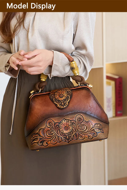 2026 Retro Embossed Women's Crossbody Handbag Large Capacity Versatile Single-Shoulder Bag