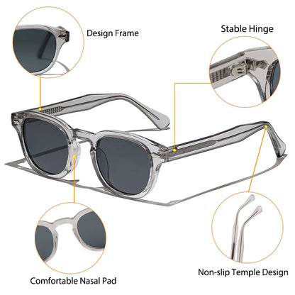 CATERSIDE Retro Round Men Sunglasses Punk Propionic Acid Pin Temple Luxury Sun Glasses Eyewear UV400