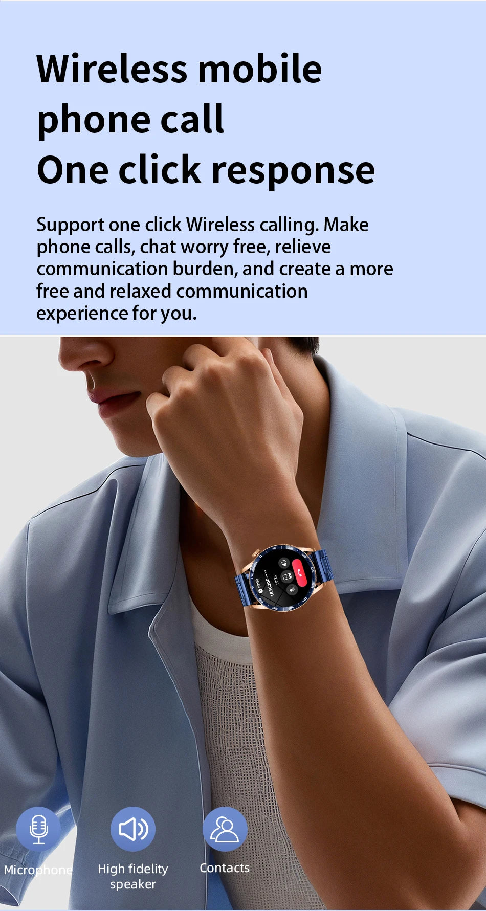 LIGE Smartwatch Men For Android iOS Phone 1.38" HD Bluetooth Call Heart Rate Monitor Waterproof Sport Smart Watch