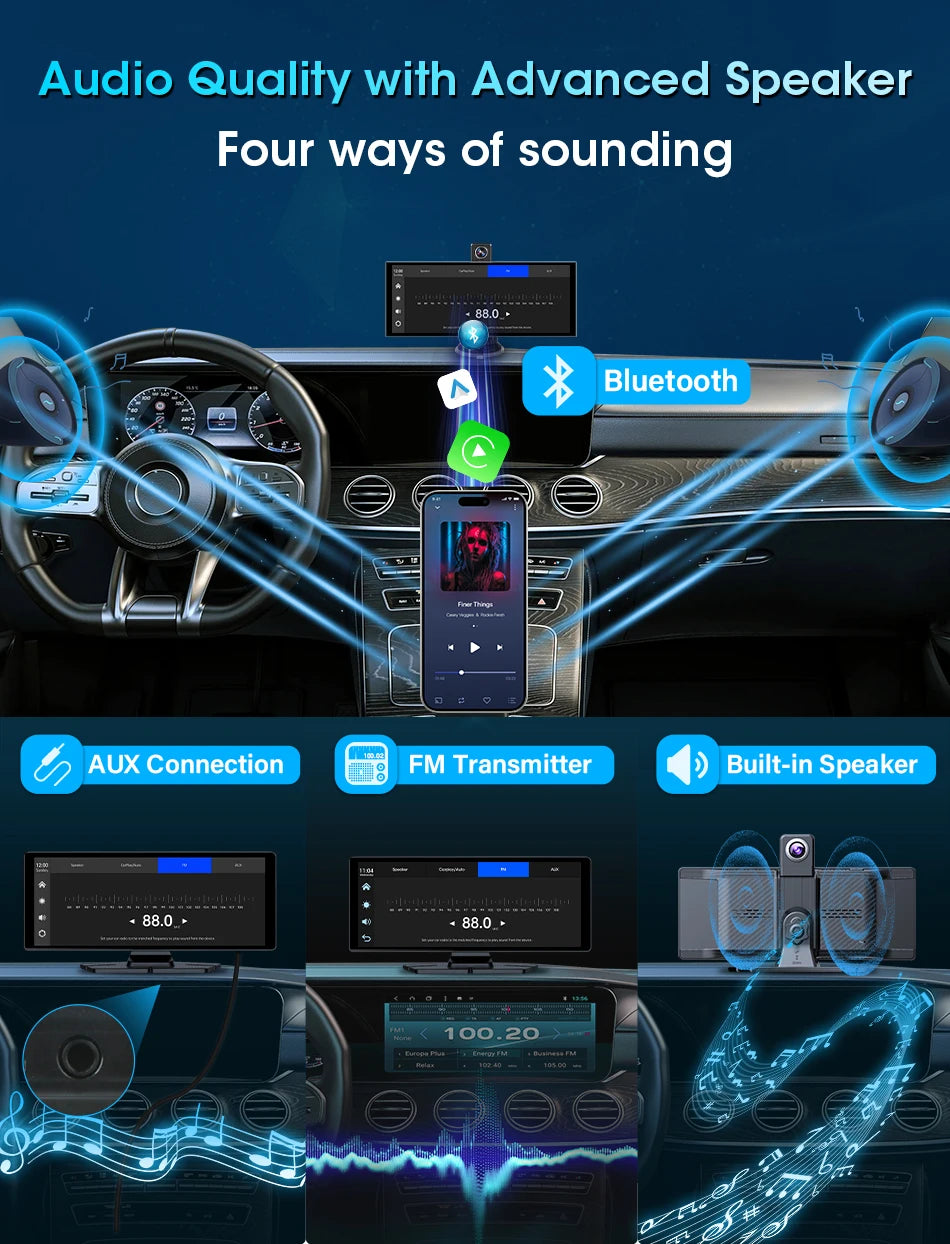 11.26″ 4K ADAS Dash Cam Display Wireless Android Auto CarPlay Screen DVR Dual Recording Night Vision Car Intelligent Systems FM