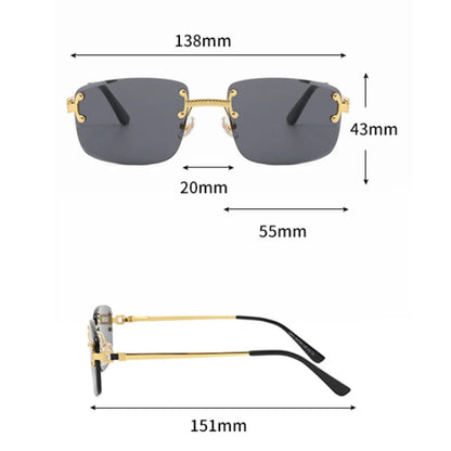 CATERSIDE Punk Rectangle Sunglasses Men Women Luxury Designer Rimless Gradient Lens Metal Sports UV400
