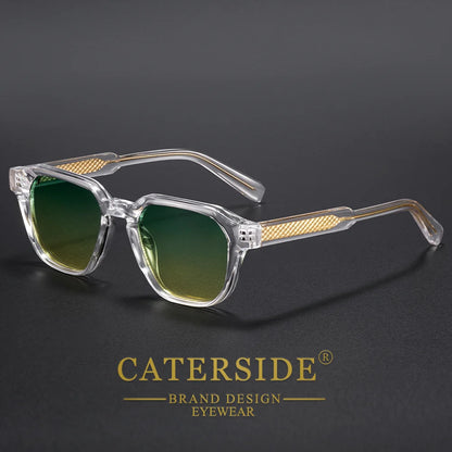 CATERSIDE Men Women Fashion square Frame Sunglasses Daily Wear UV400 Protection Eyewear PC Frame Propionate Pin Legs