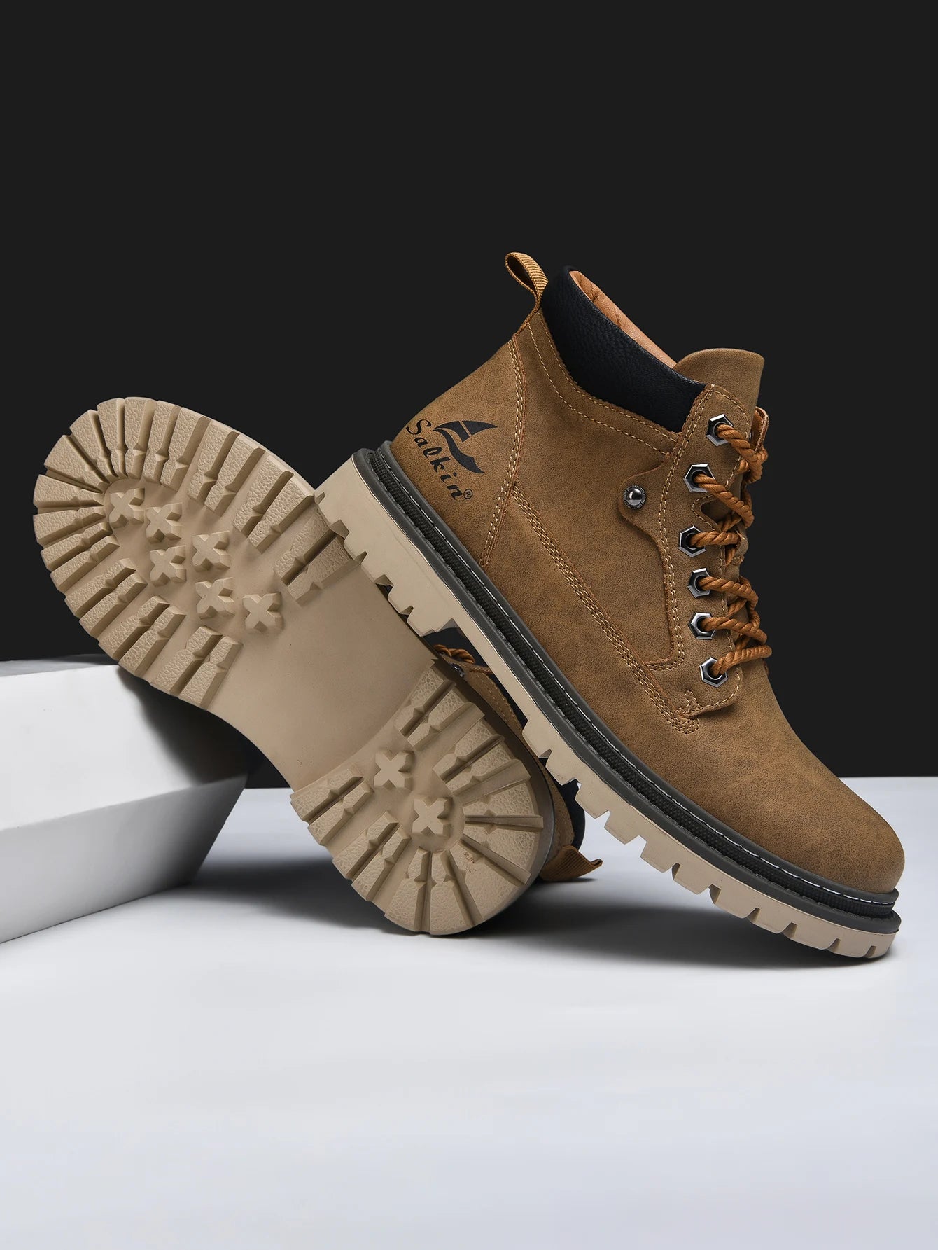 Handmade Men's Ankle Boots Genuine Leather Winter Leather Shoes Outdoor High Top Hiking Boots Sneakers