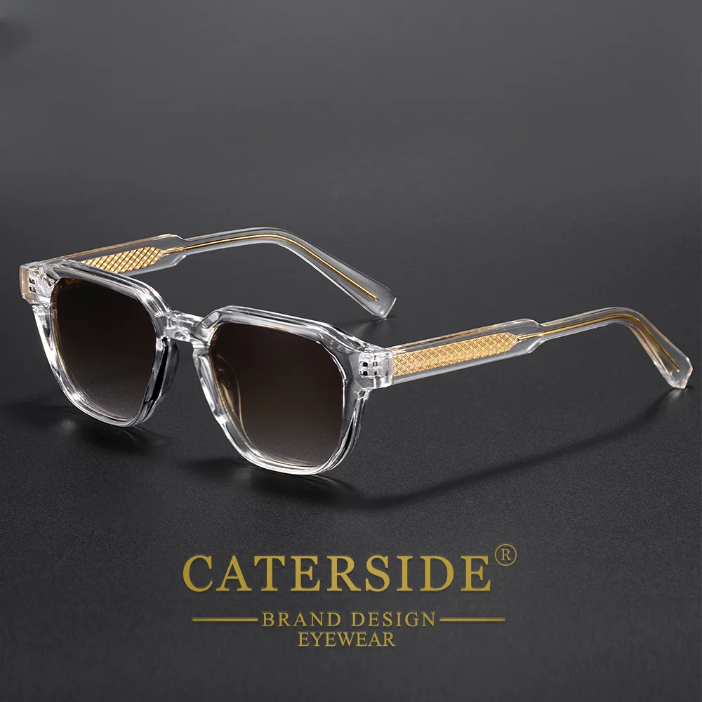 CATERSIDE Men Women Fashion square Frame Sunglasses Daily Wear UV400 Protection Eyewear PC Frame Propionate Pin Legs
