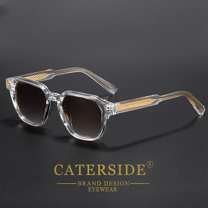 CATERSIDE Men Women Fashion square Frame Sunglasses Daily Wear UV400 Protection Eyewear PC Frame Propionate Pin Legs