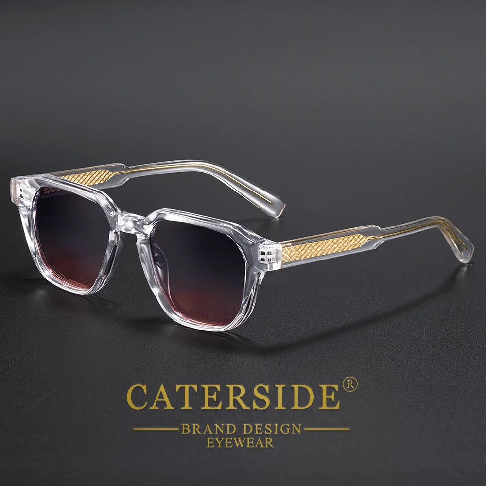 CATERSIDE Men Women Fashion square Frame Sunglasses Daily Wear UV400 Protection Eyewear PC Frame Propionate Pin Legs