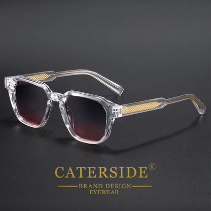 CATERSIDE Men Women Fashion square Frame Sunglasses Daily Wear UV400 Protection Eyewear PC Frame Propionate Pin Legs