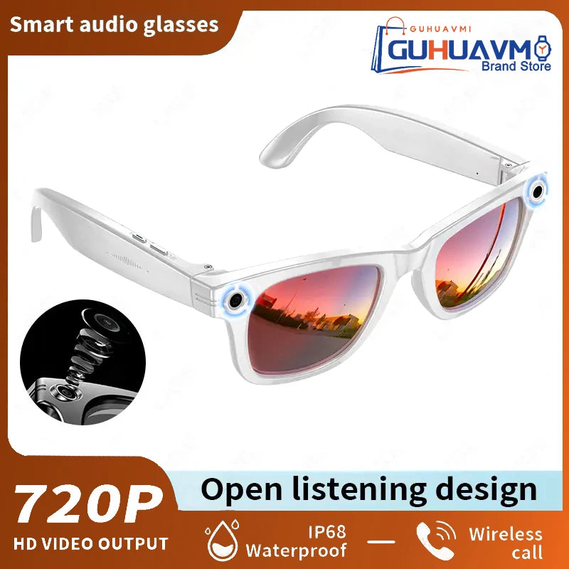 GUHUAVMI AI Smart Glasses 800W Anti Shake HD Camera Video Recording Languages Translation Sunglasses Bluetooth Call Music Play