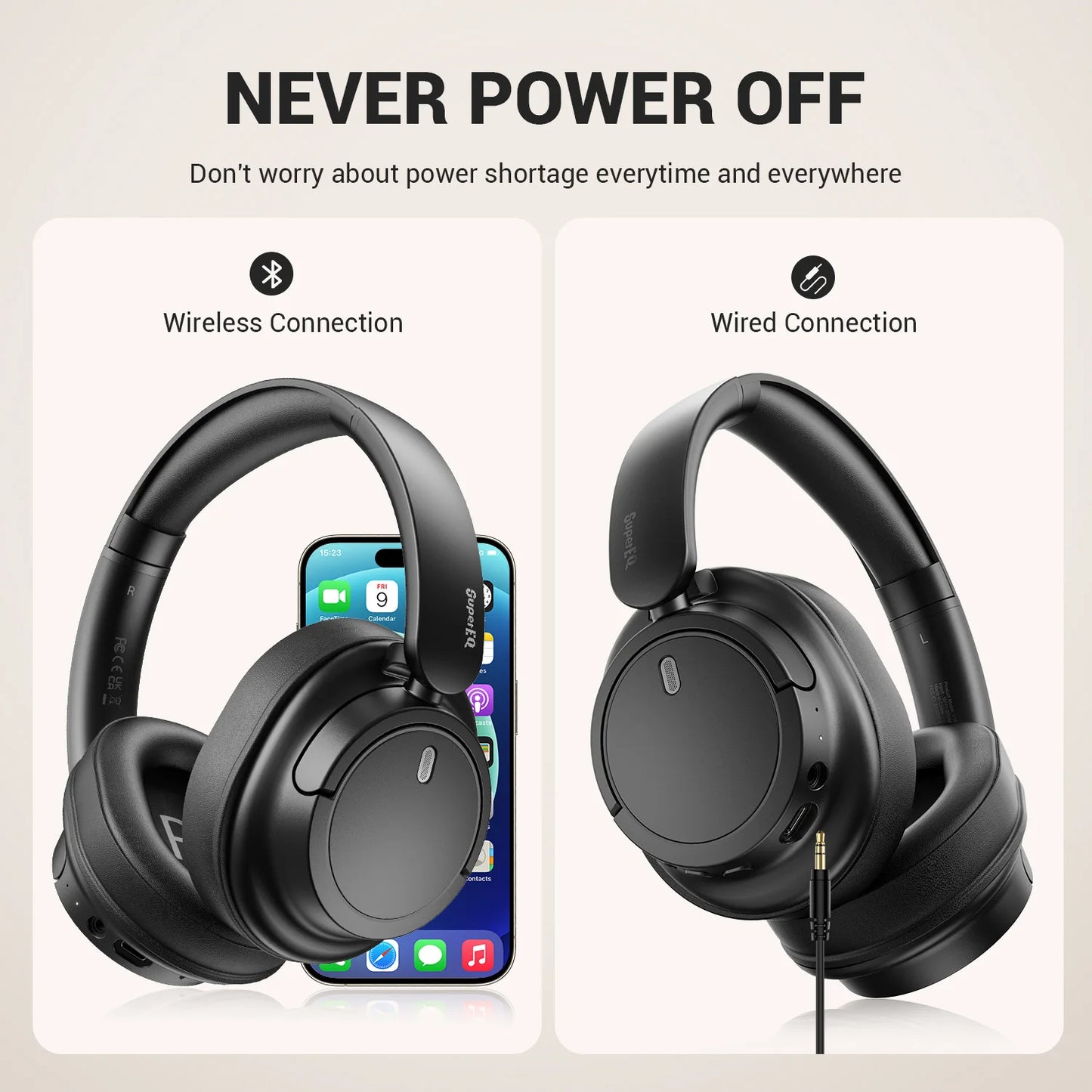 Oneodio Super EQ V16 Wireless Headphones Bluetooth 5.3 Over Ear Headset With Mic Bass/Pop Mode Hi-Res Foldable Headphones 90H