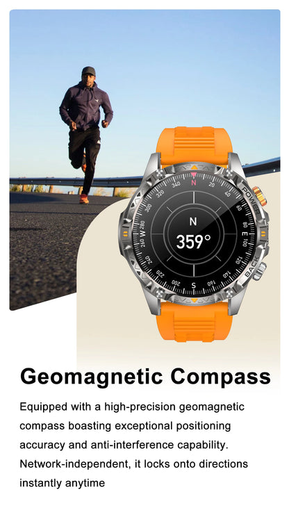 LIGE New Military T-Rex 3 Ultra Smart Watch 1000mAh Battery IP68 Waterproof Compass Flashlight Sports Tracker Smartwatch